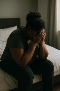 exhausted woman